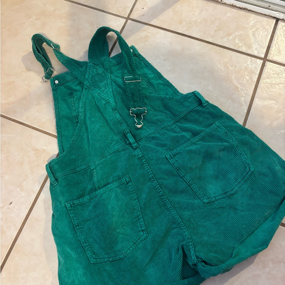 We The Free Emerald Green Corduroy Short Overalls Romper - Picture 3 of 6